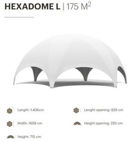 Creative Structure pyöreä tapahtumateltta Hexadome L mitat