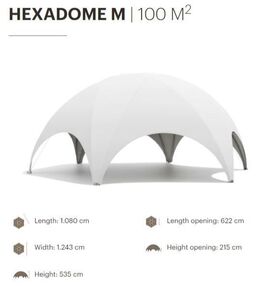 Creative Structure pyöreä tapahtumateltta Hexadome M mitat